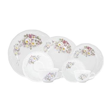 Imagem de Serviço de Jantar, Chá e Café 28 peças em Porcelana, Xícaras sem Pé, Com Relevo Pomerode, Decoração Eterna, Multicor, Porcelana Schmidt