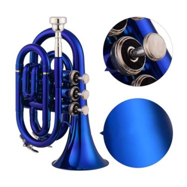 Imagem de Trompete Bb de Tamanho Mini, Trompete de Bolso de Latão Leve Com Estojo de Transporte para Estudantes, Iniciantes ou Amantes de Instrumentos de Sopro, Fácil de Segurar Com Uma