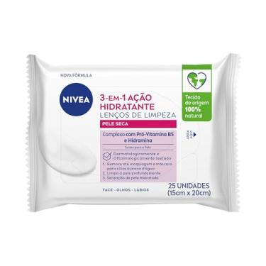 Imagem de NIVEA Lenço de Limpeza Demaquilante Facial Ação Hidratante 3 em 1 25 unidades - Remove a maquiagem à prova d'água, hidrata a pele, limpa profundamente sem precisar lavar o rosto