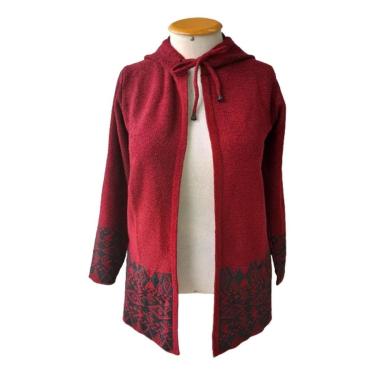 Imagem de Poncho Capa Feminino Tricot Mousse Premium Touca Plus Size-Feminino