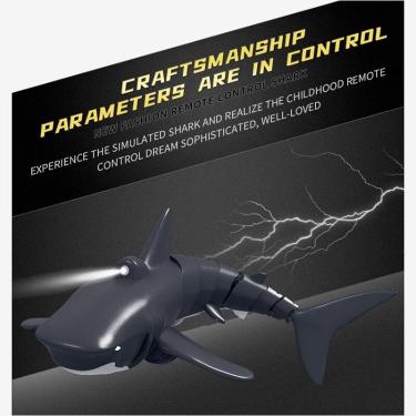 Imagem de Barco de simulação de barco de controle remoto de alta velocidade barco tubarão com efeitos de luz brinquedos de jogo subaquáticos rc Robôs & Animais