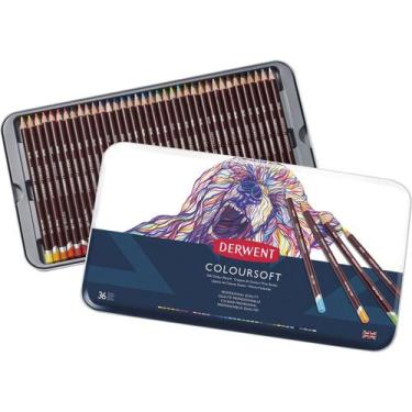 Imagem de Lápis de Cor Permanente Coloursoft 36 Cores Estojo Lata - Derwent, Úni