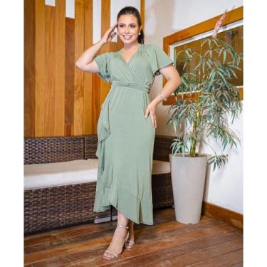 Imagem de Vestido Longo Cátia Moda Evangélica Feminina 2 - MISS FLOWER, Verde, G