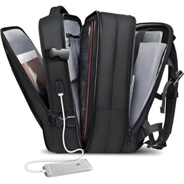 Imagem de Romantic Crown Mochila de Viagem Expansivel Masculina Feminina, Mochila Para Notebook Executiva Impermeável Reforçada Cabo USB, Trabalho, Escola, Viagens (Preto)