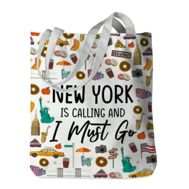 Imagem de New York Chicago Nashville Paris Itália Los Angeles Las Vegas Lover Gifts Tote Bag Beach Bag Travel Souvenir Gift, New York is Calling, 13.8x15.7 inch