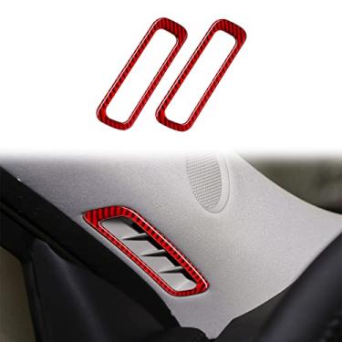 Imagem de nuoozy Compatível com telhado ar condicionado saída de vento moldura moldura painel acabamento fibra de carbono acessório interior para Mazda CX-5 2017 2018 2019 2020 2021 2022 vermelho (2 peças)