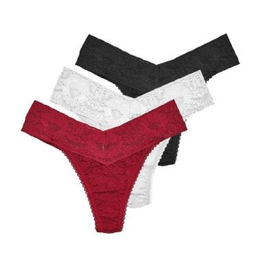 Imagem de Kit c/3 Calcinhas Fio De Millus Xamego 016198 - DeMillus, Pta, Bca, Vm