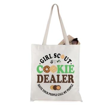 Imagem de WCGXKO Sacola de presente para concessionária de biscoitos Girl Scout Have Your People Call My People, Bege, 14.6 inches x 12.6 inches x 0.3 inches, T-cookiedealer