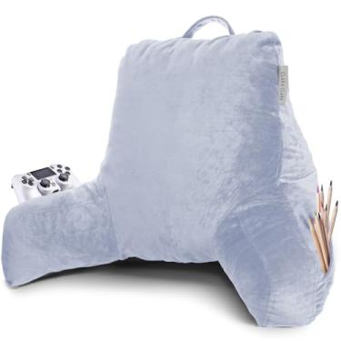 Imagem de Clara Clark Almofada de leitura com espuma viscoelástica desfiada para sentar na cama e no sofá, suporte ajustável para costas e braços para adultos e adolescentes, almofadas de encosto para leitura