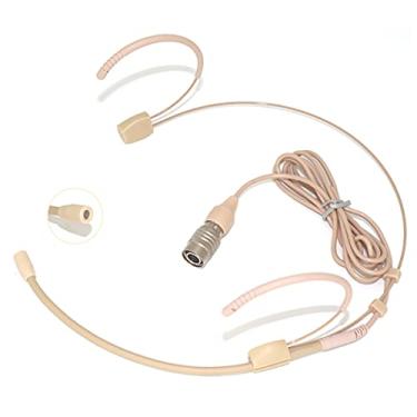 Imagem de XGWTH Fone de ouvido com microfone duplo sobre a orelha, condensador de microfone omnidirecional, compatível com sistema sem fio Audio-Technica, transmissor Hirose, plugue de 4 pinos