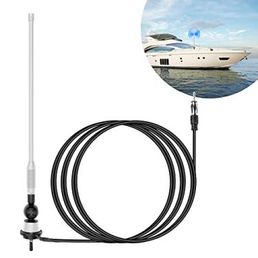 Imagem de Antena de rádio marinha, antena de rádio JSZAAHZ Barco de substituição universal AM FM mastro antena de rádio flexível iate pontão carrinho de golfe ATV UTV RV escavadeira trator RVR antena de rádio estéreo para carro