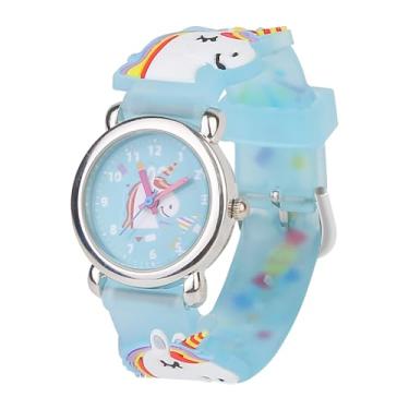 Imagem de TZIXBOI Relógios para meninas, relógio analógico de unicórnio, impermeável, para bebês, presentes para crianças acima de 3 anos, presentes de aniversário e Natal para meninas, Azul, 0.5*1.2*8.1inch