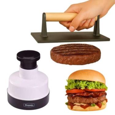 Imagem de Kit Hambúrguer Molde e Prensa para Carne Forma Chapa 2 Peças - Grill &