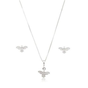 Imagem de Conjunto Colar e Brincos Espirito Santo Prata 925 - Atraktiva Joias, 4