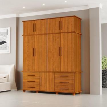 Imagem de Guarda Roupas Londres 100% Mdf c/ 9 Portas 6 Gavetas Pés Madeira - Lua