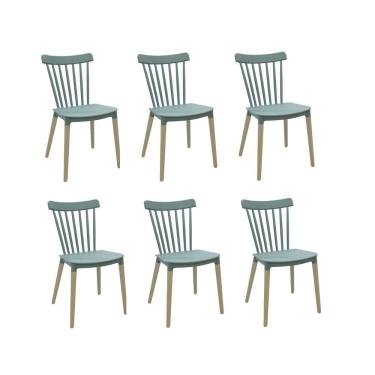 Imagem de Kit 6 Cadeiras Encosto Vazado Janaina Rivatti Móveis Verde Menta