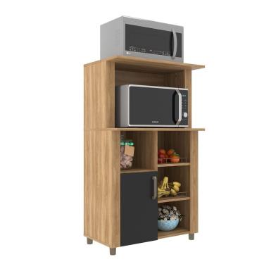 Imagem de Fruteira Multiuso 1 Porta Lyon Móveis Sul Nogal Manchester/Preto