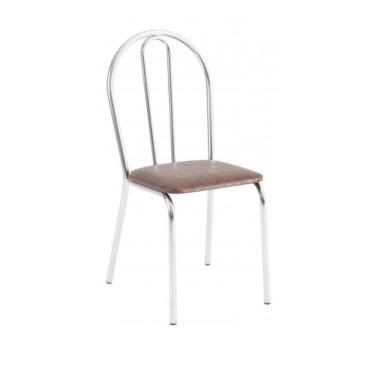Imagem de Cadeira Lisboa Cromada Para Cozinha Ou área Gourmet-assento Sintético Marrom