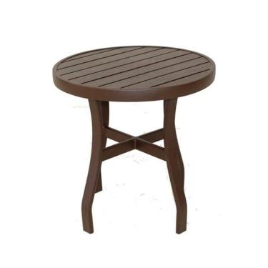 Imagem de Mesinha Mesa Lateral Com Tampo Ripado Pé Em X Marrom