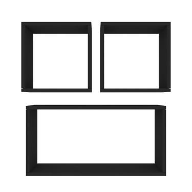 Imagem de Kit Com 3 Nichos Decoração Para Sala Preto Retangular