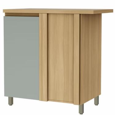 Imagem de Balcão De Canto Nesher Rainha Em Mdf 15mm 1 Porta E 1 Prate Nature Com Verde