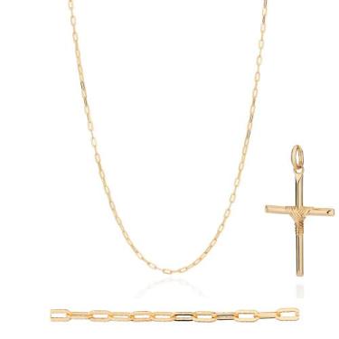 Imagem de Cordão Com Pingente Rommanel Banhado A Ouro 18k Masculino Tamanho 70cm