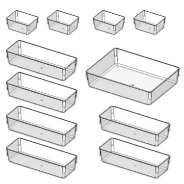 Imagem de 11 Organizadores de Gavetas Multiuso Modular Acrilico Transparente Por