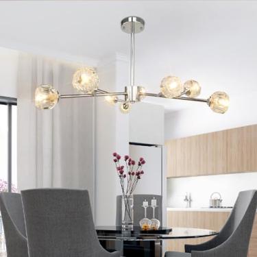 Imagem de CRYSTOP Lustre Sputnik Cromado Para Sala De Jantar, Cristal Suspenso Com 9 Luzes Embutidas, Cozinha, Estar, Quarto Infantil