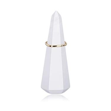 Imagem de Jovivi Torre De Suporte Para Anéis Cristal - Joias Em Pedra Quartzo Transparente Natural, Formato Prisma Hexagonal, Decorativo Armazenamento Casamento