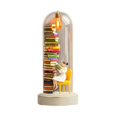 Imagem de Miniatura De Livros Empilhados Em Forma De Luminária | Abajur Noturno Para Leitores Com Design De Livro,Estatueta Para Prateleira Mesa Criado Mudo Quarto E Escritório