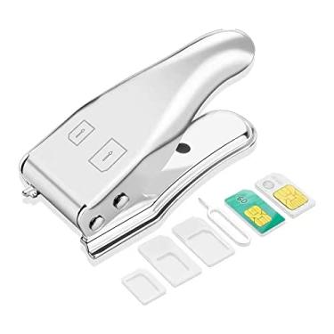 Imagem de HIYITKS Cortador De Cartão Sim, Micro Sim/Nano 2 Em 1, Corte Padrão Para Micro/Micro Nano, Duplo Com 3 Adaptadores E 1 Pino Ejeção (Prata)