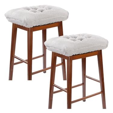 Imagem de LYLNBYWK Conjunto de 2 almofadas retangulares, almofadas macias para sela com laços, antiderrapantes e laváveis, cinza, 45 x 26 x 3 cm