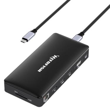 Imagem de Estação de ancoragem para laptop USB C, monitor duplo, adaptador multiportas 15 em 1 com tela tripla 4K compatível com MacBook/Dell/HP/Lenovo (2 HDMI, DP, VGA, portas USB, RJ45, SD/TF, microfone/áudio