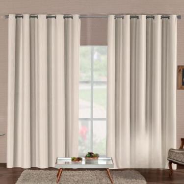 Imagem de Cortina Blackout Premium Corta Luz Total Com Isolamento Térmico E Acústico Tecido Durável Para Qualquer Ambiente(PALHA,2,80M x 2,30M)