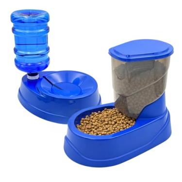 Imagem de Kit Comedouro e Bebedouro Automático para Cachorro Cães e Gatos Anti Formiga (KIT FOUR PLASTIC - AZUL)