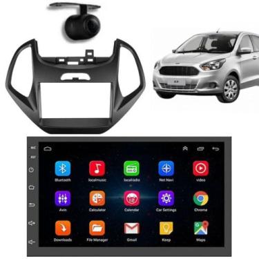 Imagem de Central Multimidia Android Auto Ford Ka Moldura + Câm Preto - First Op