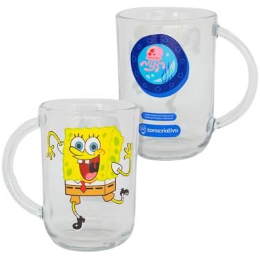 Imagem de Caneca Bob Esponja Vidro Transparente 300 ml Oficial Nickelodeon