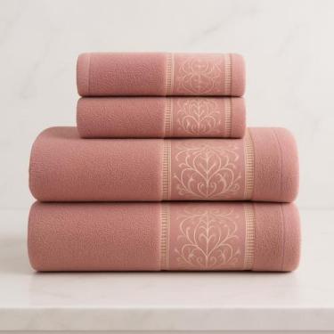 Imagem de Jogo Toalha Banho Grossa 4 Peças Com Detalhes Enxuga Bem - Karsteno Bu