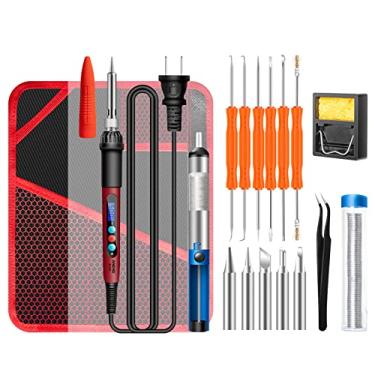 Imagem de Qudai SL103 18pcs mini ferro de solda elétrico com display digital lcd 180 ℃ ~ 500 ℃ temperatura ajustável 60 w kit de ferro de solda inteligente pinça extrator de estanho fio de estanho para reparo