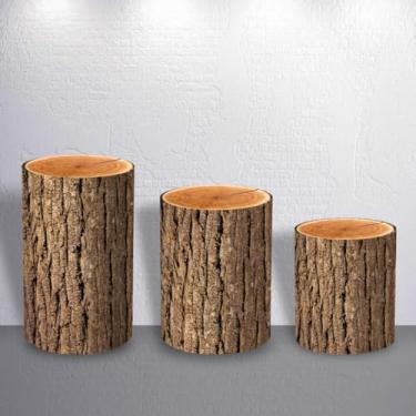 Imagem de Capas para Painel de Festa Infantil Tronco Arvore Fake Marrom Trio Cilindro Redondo Retangulo(Trio Cilindros C340)