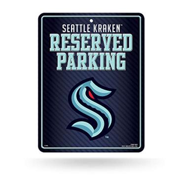 Imagem de Placa decorativa de metal para estacionamento NHL Seattle Kraken 21 cm x 28 cm