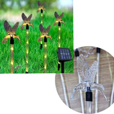 Imagem de Pisca Solar Enfeite Beija-Flor LED Amarelo Jardim Natal 2,5m