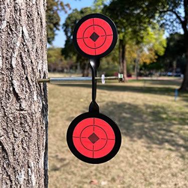 Imagem de Target House Alvo Redondo De Cabeça Dupla Com Rotação 360 Graus Em Aço Para Prática Tiro Estilingue Interno E Externo 3 Mm
