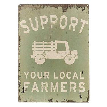 Imagem de Placa Decorativa de Metal, Suporte aos Agricultores Locais, Estilo Vintage, para Bar e Pub, Interior e Exterior, 20x30cm