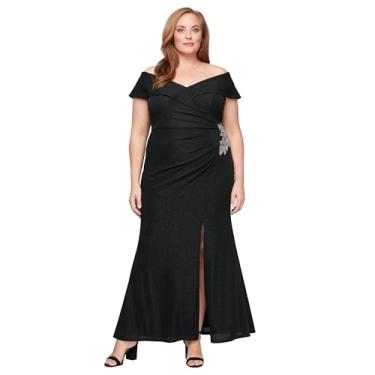 Imagem de Alex Evenings Vestido feminino tomara que caia e renda e elegância com lantejoulas para mãe da noiva (tamanho grande), Preto metálico, 48