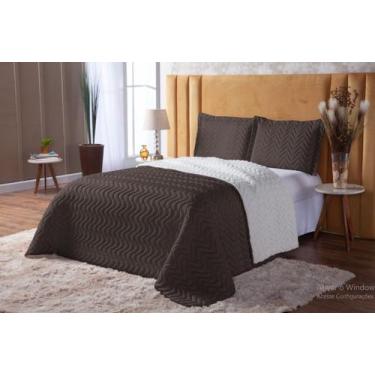 Imagem de Cobre leito Casal Queen Sherpa Dupla Face + 2 Porta-travesseiros Marro