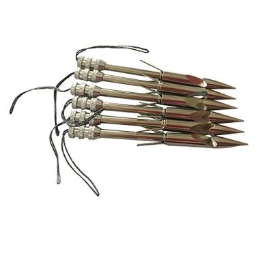 Imagem de jiexi fashion Flecha de pesca de aço inoxidável de 9 cm Broadheads estilingue catapulta eixo de flecha pacote com 6