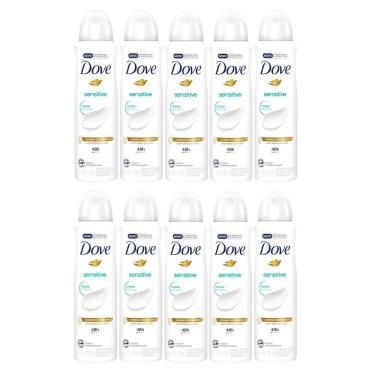 Imagem de Kit 10 Desodorante Antitranspirante Aerosol Dove Sensitive Sem Perfume com 150ml