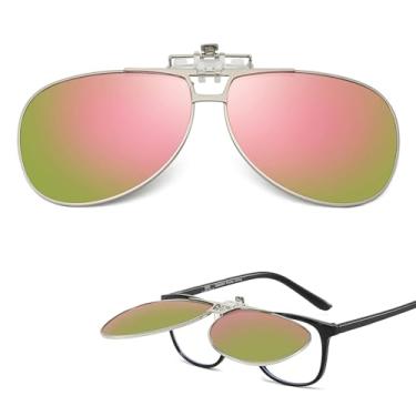 Imagem de Trysee Óculos de sol polarizados com clipe sobre óculos de grau com proteção UV400 TS-CO-013, A08 Rosa, 136mm*41mm