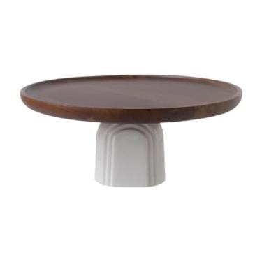 Imagem de Fenteer Suporte de madeira para bolo, bandeja de servir, pedestal alto para, prato, exposição de sobremesas para pizza, sobremesa, chá de bebê, festa, 12 Inch